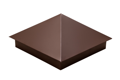 Колпак на столб 390х390 0,5 Satin с пленкой RAL 8017 шоколад