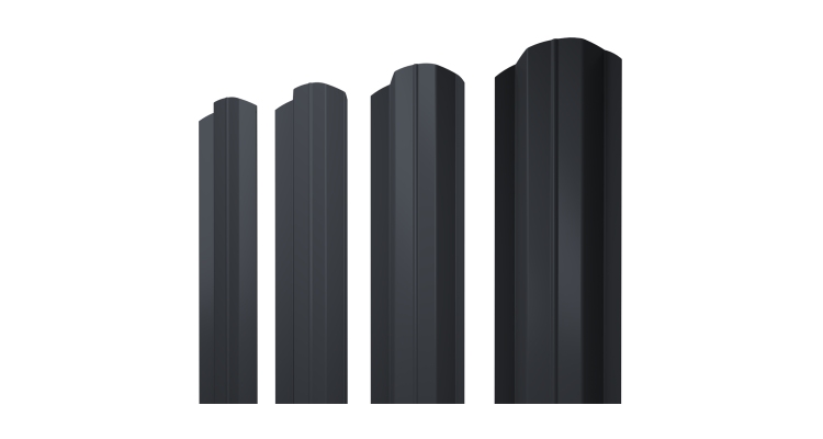 Штакетник М-образный В фигурный 0,4 PE-Matt-Double RAL 7024 мокрый асфальт