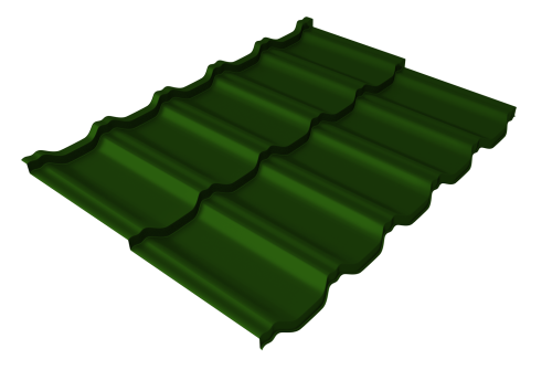 Металлочерепица модульная квинта uno GL 0,45 PE RAL 6002 лиственно-зеленый