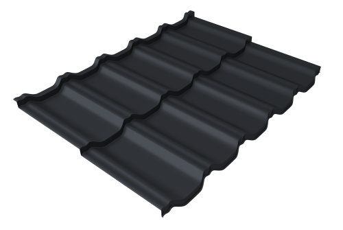 Металлочерепица модульная квинта uno GL 0,45 Drap TX RAL 7024 мокрый асфальт