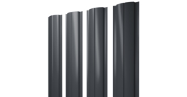 Штакетник Полукруглый Slim с прямым резом 0,45 Drap TwinColor RAL 7024 мокрый асфальт