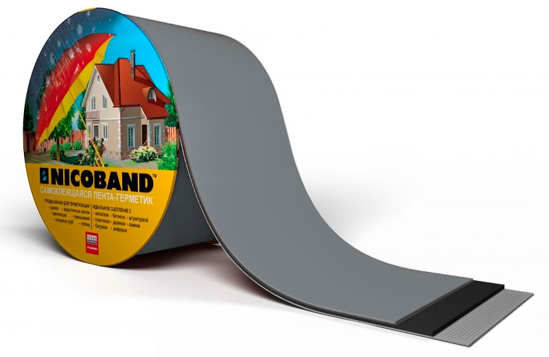 Лента герметизирующая Технониколь Nicoband самоклеящаяся 3мх15см, темно-серая