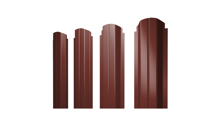 Штакетник П-образный А фигурный 0.45 PE RAL 3009 оксидно-красный